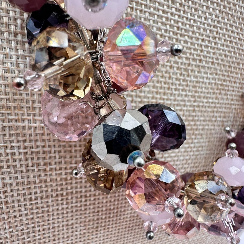 Vintage 90s Ali Khan New York Ribbon Strap Cluster Beaded Necklace Jewelry Boho - Picture 5 of 10